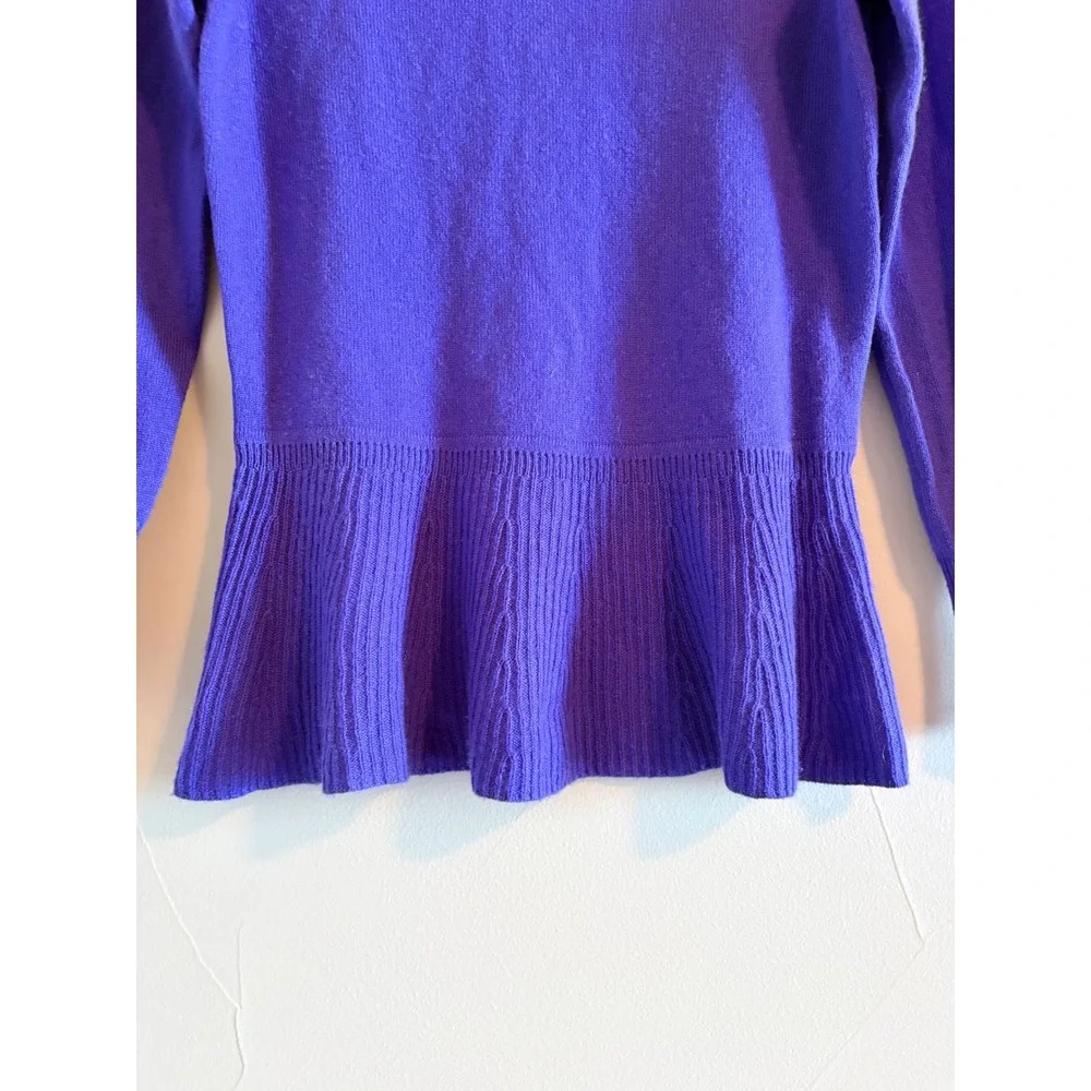 Y2K Saks Fifth Avenue‎ RED Purple 100% Cashmere Peplum Button Back Sweater Small
